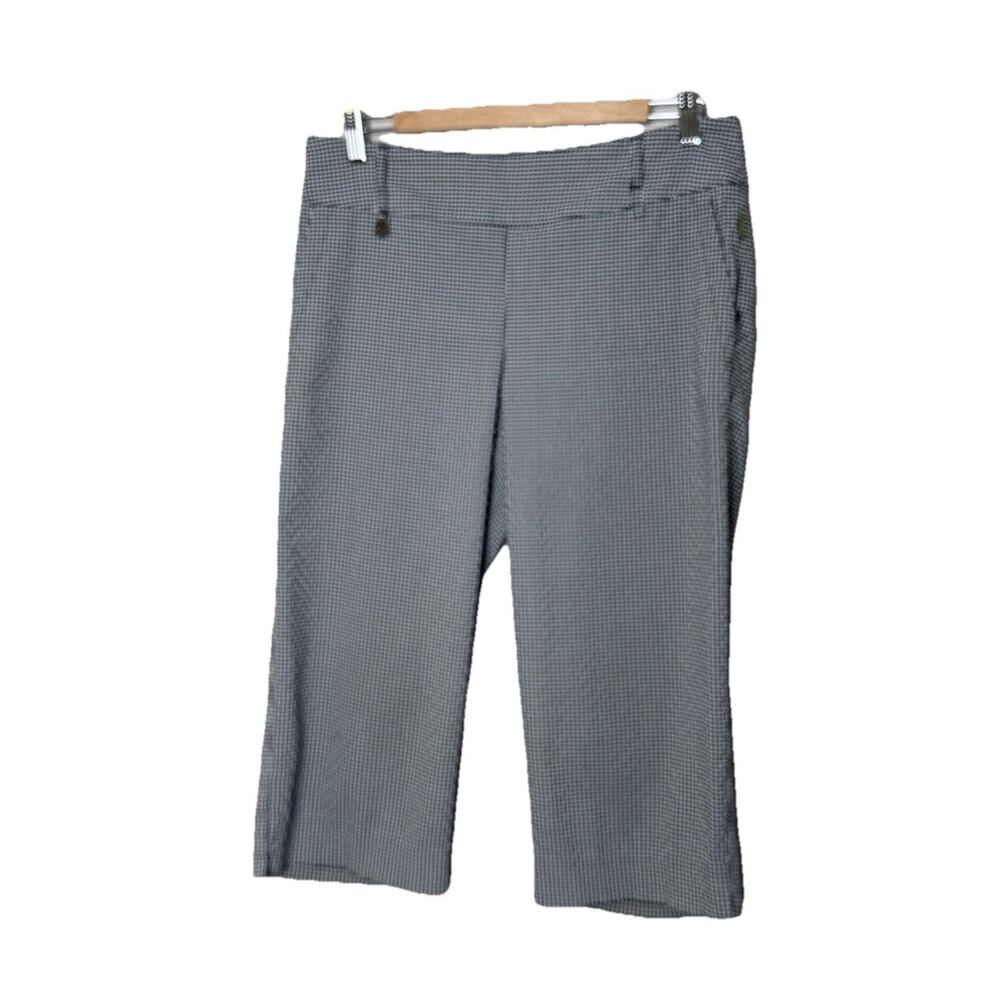Swing Control Women's Size 12 Gingham Pull On Crop Golf Pants Black White Check